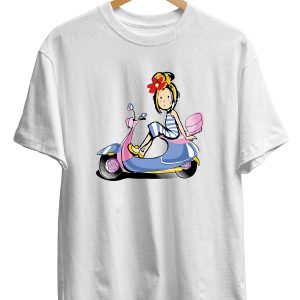 Vespa Motorcu Kız Görselli Tişört